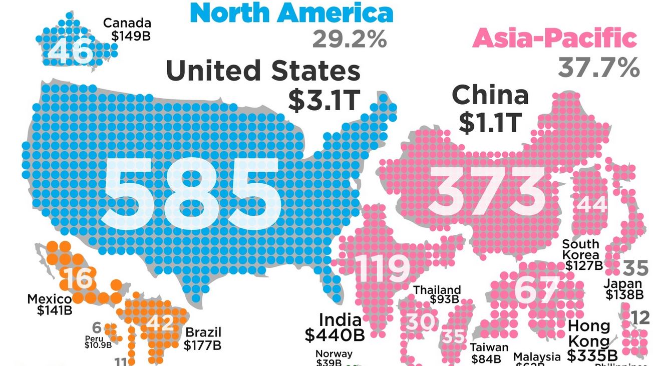 Map Of The Day: All The World’s Billionaires In A Single Map - The ...