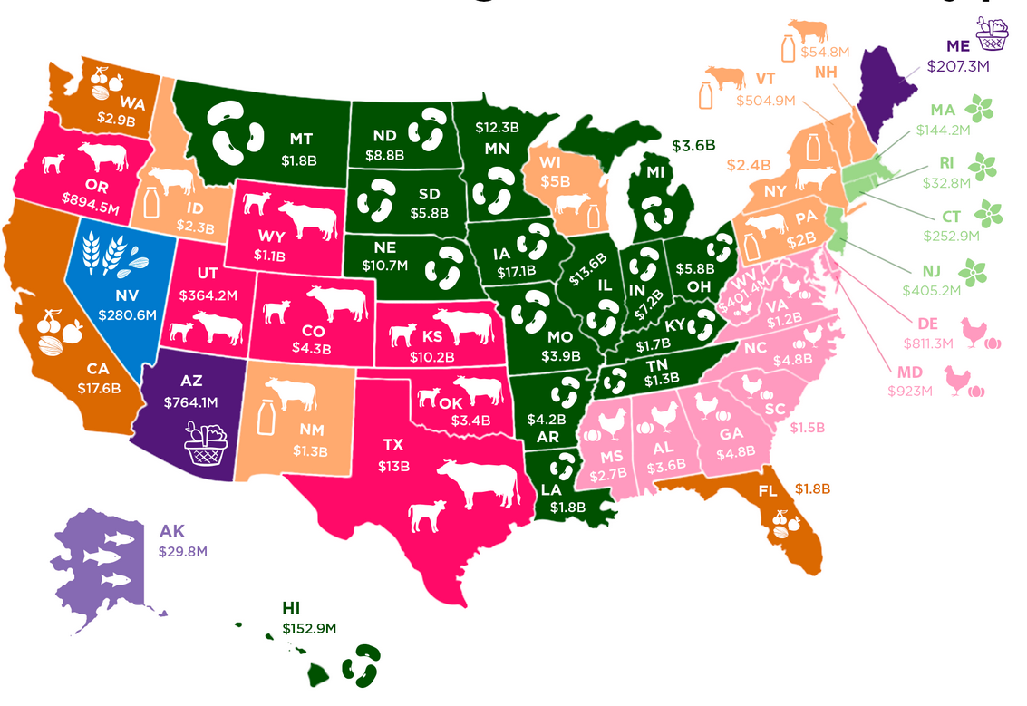 United States Map Agriculture Products