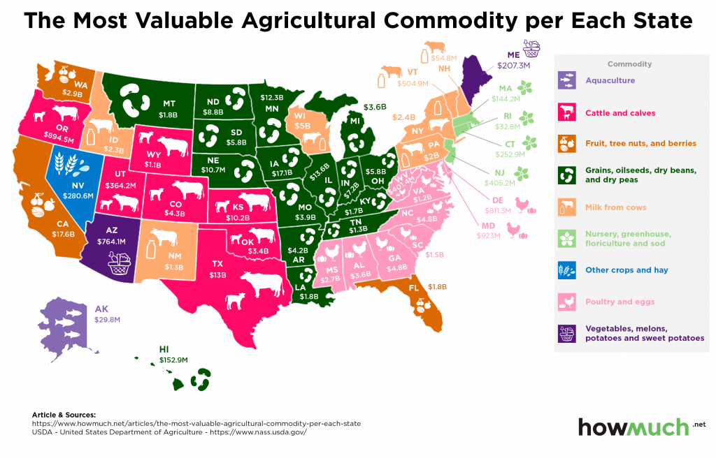 Map The Most Valuable Agricultural Commodity in Each State The Sounding Line