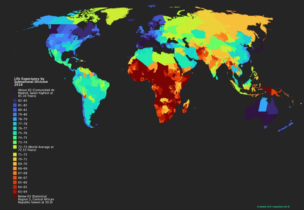 Map Life Expectancy Around the World The Sounding Line