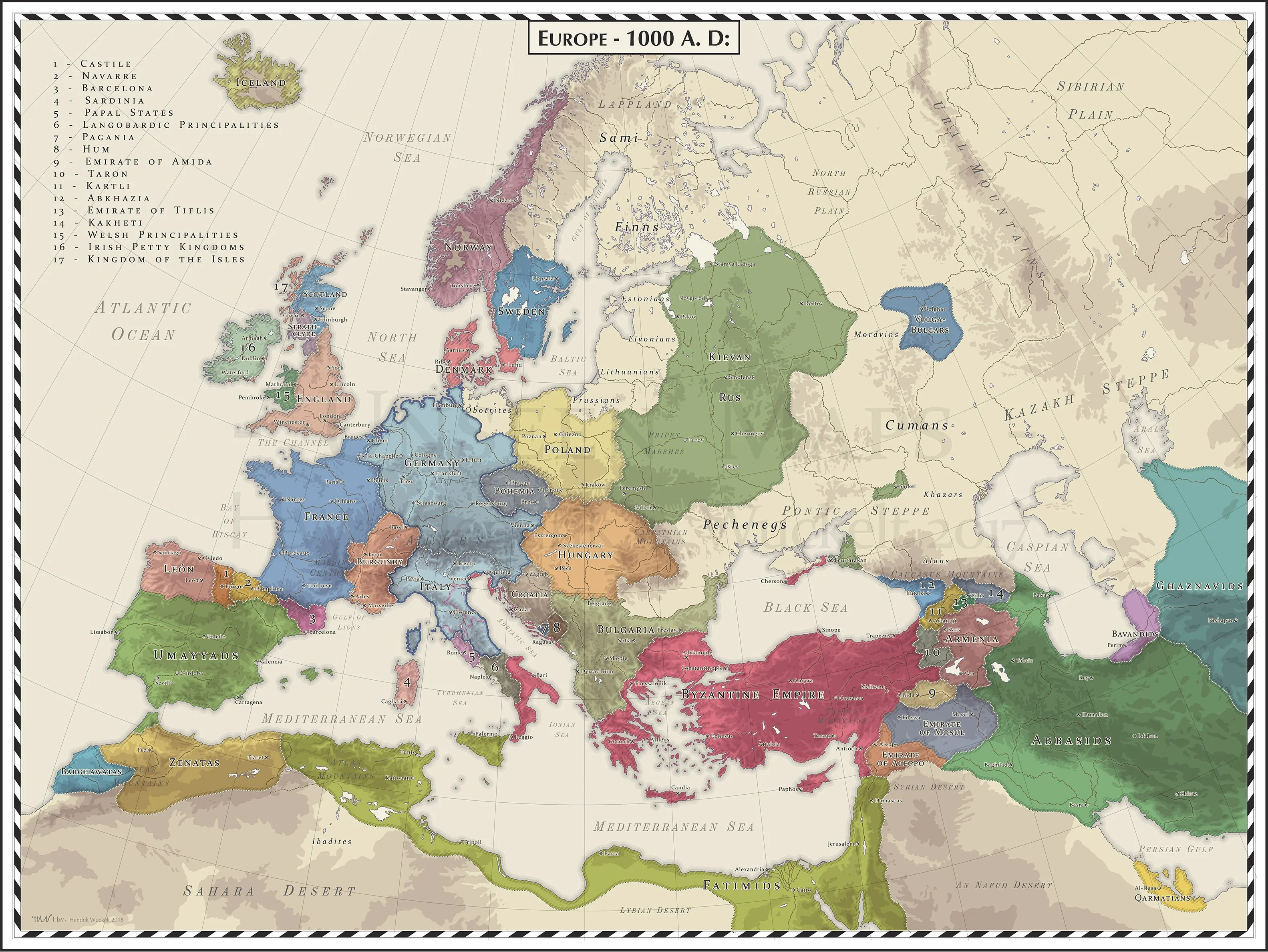  Map  Europe 1000  AD The Sounding Line