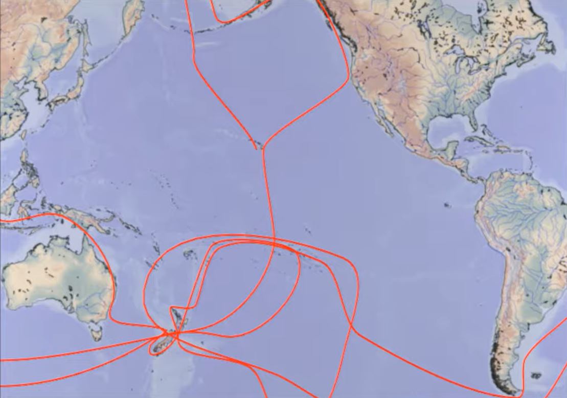 Map: European Exploration of the Pacific Ocean - The Sounding Line